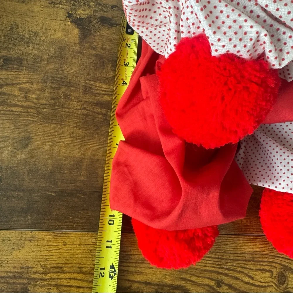 Vintage Large 26‎ Inch Cloth Clown Doll Red White Polka Dot Lace Yarn Hair